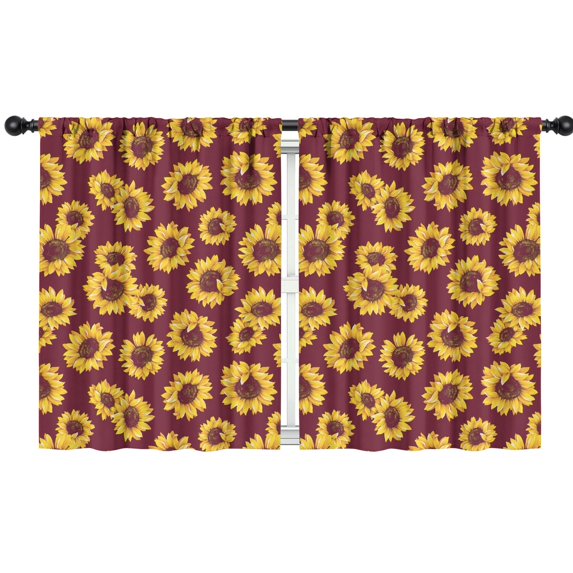 Blackout Kids Curtains,Red Sunflower Childrens Insulated Curtains Set Of 2,Bedroom Essentials,Toddler Room Decor 42x54in(106x137cm)