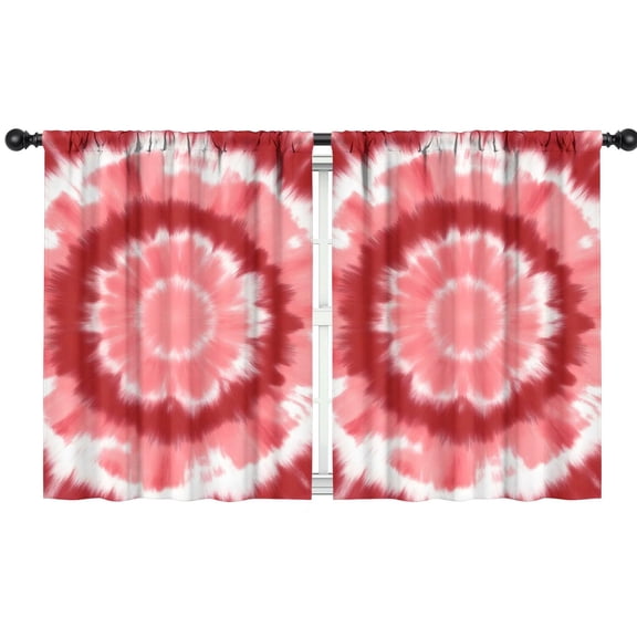 Blackout Kids Curtains,Red White Tie Dye Mandala Pattern Childrens Insulated Curtains Set Of 2,Bedroom Essentials,Toddler Room Decor 42"x54"