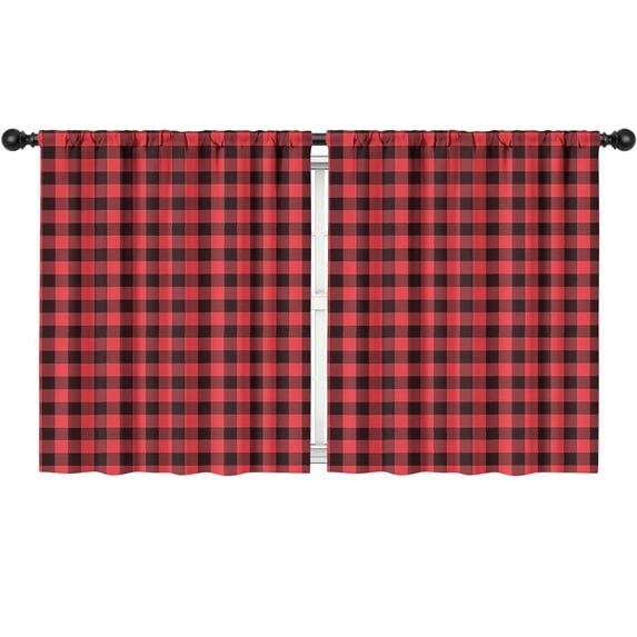 Blackout Kids Curtains,Red and Black Checkered Childrens Insulated Curtains Set Of 2,Bedroom Essentials,Toddler Room Decor 52"x63"(132x160cm)