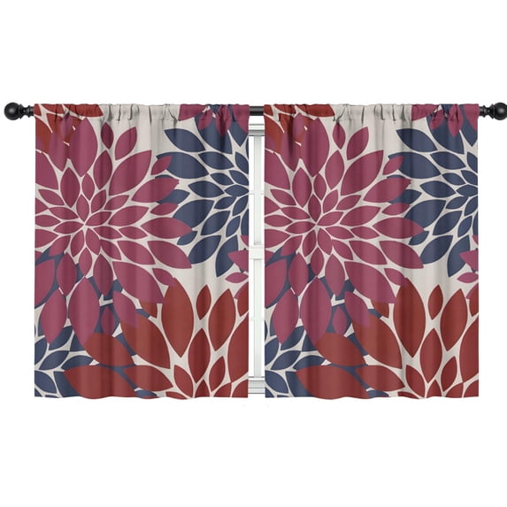 Blackout Kids Curtains,Red and Blue Floral Pattern Childrens Insulated Curtains Set Of 2,Bedroom Essentials,Toddler Room Decor 42x54in(106x137cm)
