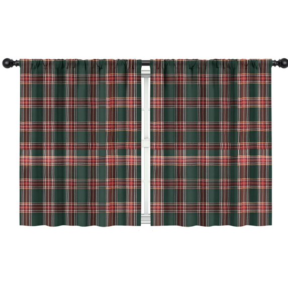 Blackout Kids Curtains,Red and Green Checkered Pattern Children's Insulated Curtains Set Of 2,Bedroom Essentials,Toddler Room Decor 42"x54"