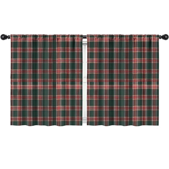Blackout Kids Curtains,Red and Green Checkered Pattern Children's Insulated Curtains Set Of 2,Bedroom Essentials,Toddler Room Decor 52"x63"