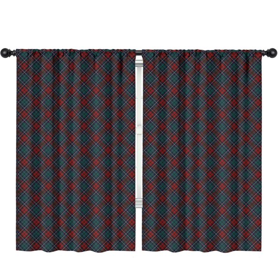 Blackout Kids Curtains,Red and Green Checkered Pattern Children's Insulated Curtains Set Of 2,Bedroom Essentials,Toddler Room Decor 52"x84"