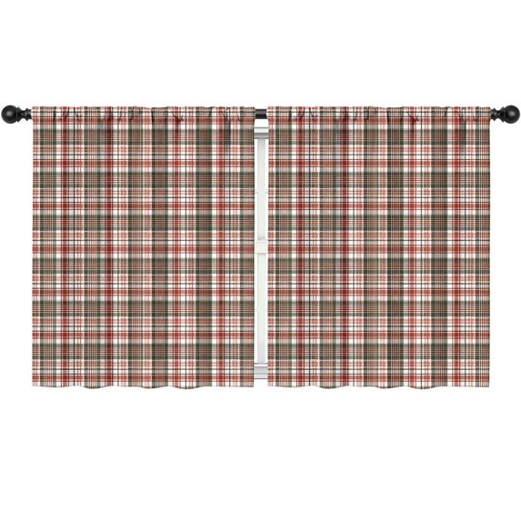 Blackout Kids Curtains,Red and Green Christmas Plaid Pattern Childrens Insulated Curtains Set Of 2,Bedroom Essentials,Toddler Room Decor 52"x63"