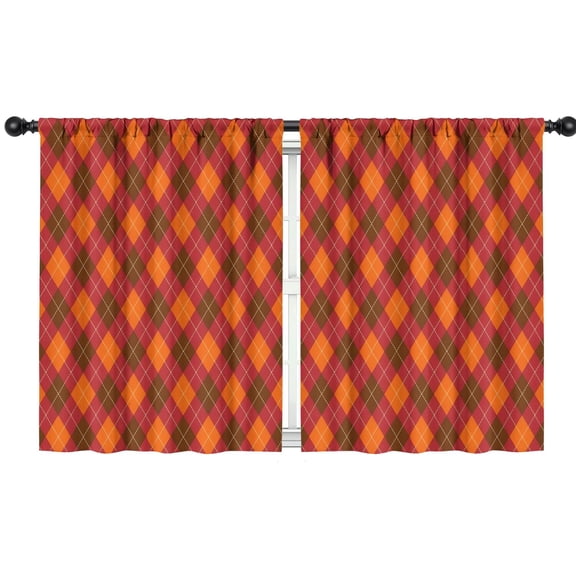Blackout Kids Curtains,Red and Orange Argyle Pattern Childrens Insulated Curtains Set Of 2,Bedroom Essentials,Toddler Room Decor 42"x54"
