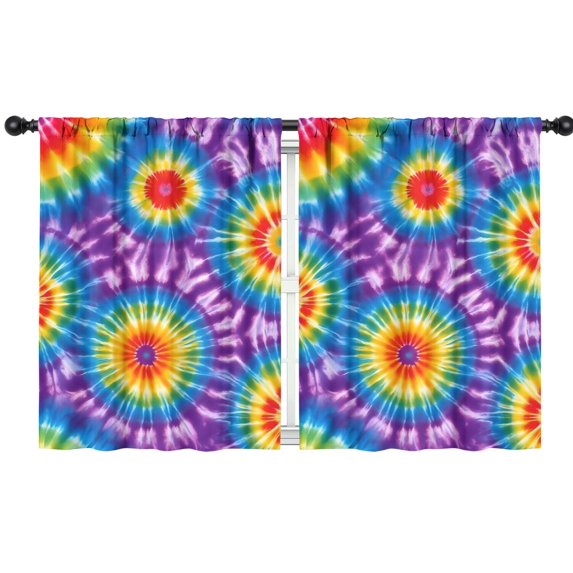 Blackout Kids Curtains,Red and Purple Tie Dye Pattern Children's Insulated Curtains Set Of 2,Bedroom Essentials,Toddler Room Decor 42"x54"