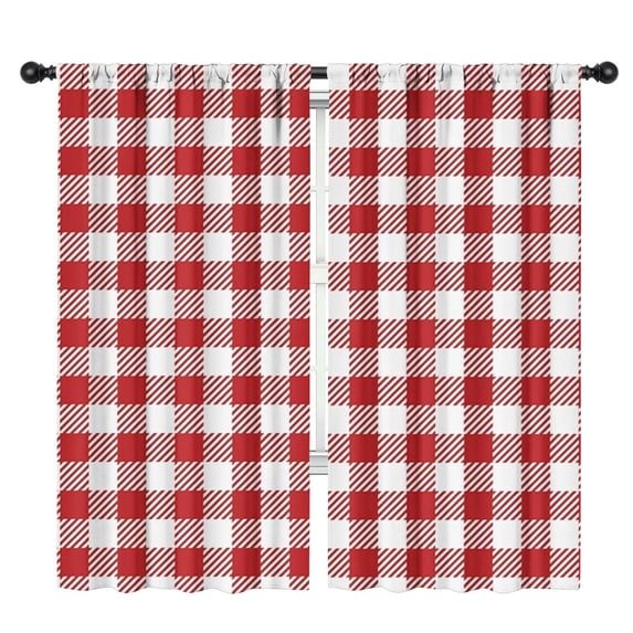 Blackout Kids Curtains,Red and White Plaid Pattern Childrens Insulated Curtains Set Of 2,Bedroom Essentials,Toddler Room Decor 42"x84"