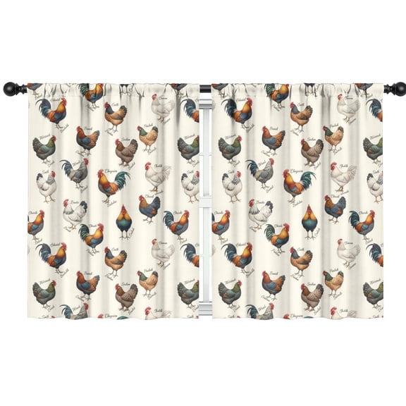 Blackout Kids Curtains,Rooster and Label Cream Pattern Children's Insulated Curtains Set Of 2,Bedroom Essentials,Toddler Room Decor 42"x54"