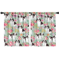 Blackout Kids Curtains,Shih Tzu Dog and Flower Floral Childrens Insulated Curtains Set Of 2,Bedroom Essentials,Toddler Room Decor 42x54in(106x137cm)
