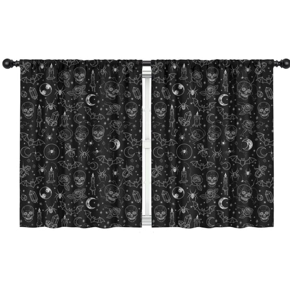 Blackout Kids Curtains,Skull and Bat Gothic Pattern Children's Insulated Curtains Set Of 2,Bedroom Essentials,Toddler Room Decor 42"x54"
