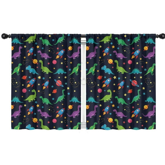 Blackout Kids Curtains,Space Dinosaur Pattern Childrens Insulated Curtains Set Of 2,Bedroom Essentials,Toddler Room Decor 42"x54"