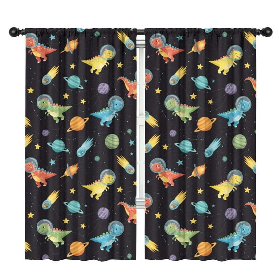 Blackout Kids Curtains,Space Dinosaur Pattern Childrens Insulated Curtains Set Of 2,Bedroom Essentials,Toddler Room Decor 42"x84"