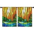 thumbnail image 1 of Blackout Kids Curtains,Stained Glass Landscape Childrens Insulated Curtains Set Of 2,Bedroom Essentials,Toddler Room Decor 42x54in(106x137cm), 1 of 4