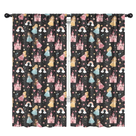 Blackout Kids Curtains,Star Princess Castle Pattern Childrens Insulated Curtains Set Of 2,Bedroom Essentials,Toddler Room Decor 42"x84"