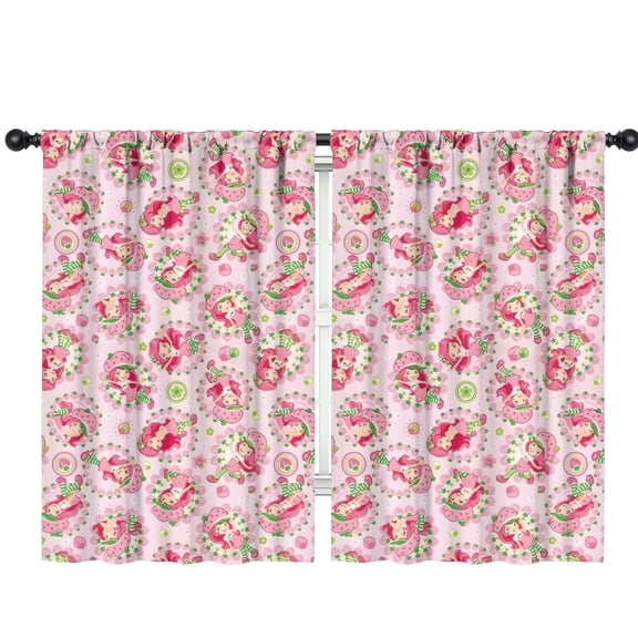 Blackout Kids Curtains,Strawberry Princess Pattern Childrens Insulated Curtains Set Of 2,Bedroom Essentials,Toddler Room Decor 42"x63"
