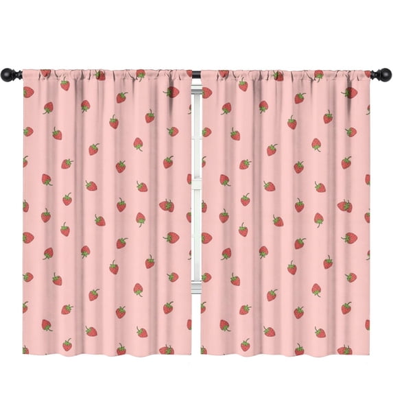 Blackout Kids Curtains,Strawberry and Dot Pink Pattern Children's Insulated Curtains Set Of 2,Bedroom Essentials,Toddler Room Decor 52"x84"