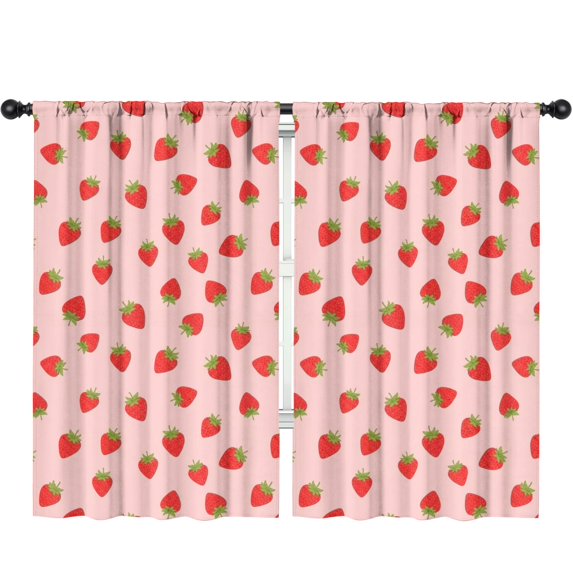 Blackout Kids Curtains,Strawberry and Dot Pink Pattern Children's Insulated Curtains Set Of 2,Bedroom Essentials,Toddler Room Decor 52"x84"