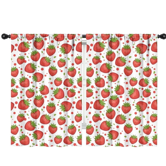 Blackout Kids Curtains,Strawberry and Dot White Pattern Children's Insulated Curtains Set Of 2,Bedroom Essentials,Toddler Room Decor 42"x63"