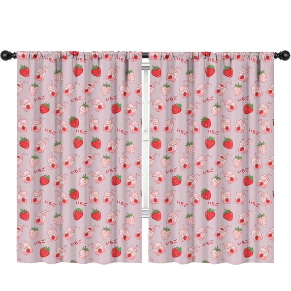 Blackout Kids Curtains,Strawberry and Juice Pink Pattern Children's Insulated Curtains Set Of 2,Bedroom Essentials,Toddler Room Decor 52"x84"