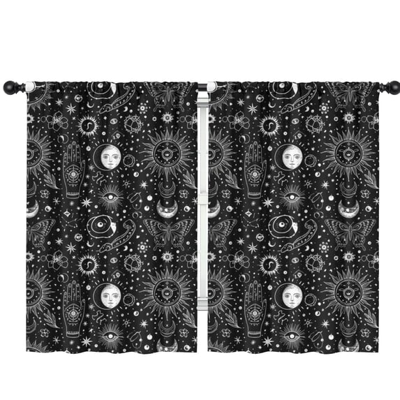 Blackout Kids Curtains,Sun and Hand Gothic Pattern Children's Insulated Curtains Set Of 2,Bedroom Essentials,Toddler Room Decor 42"x63"