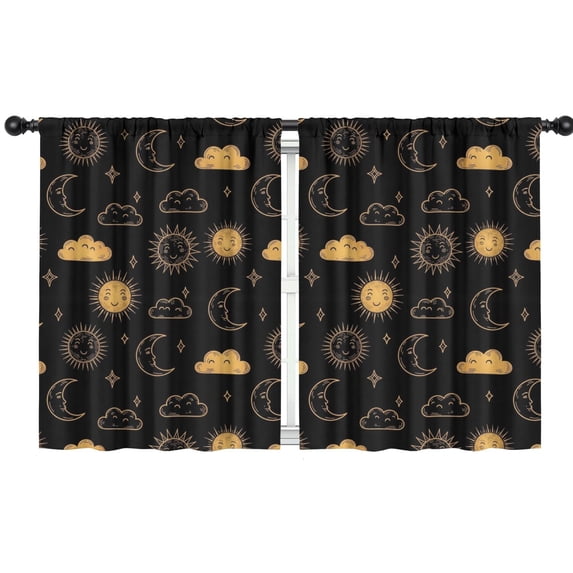 Blackout Kids Curtains,Sun and Moon Gothic Pattern Children's Insulated Curtains Set Of 2,Bedroom Essentials,Toddler Room Decor 42"x54"