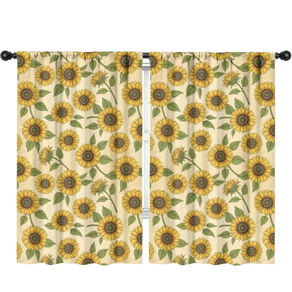 Blackout Kids Curtains,Sunflower and Bud Yellow Pattern Children's Insulated Curtains Set Of 2,Bedroom Essentials,Toddler Room Decor 52"x84"