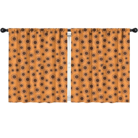 Blackout Kids Curtains,Sunflower and Outline Orange Pattern Children's Insulated Curtains Set Of 2,Bedroom Essentials,Toddler Room Decor 52"x63"