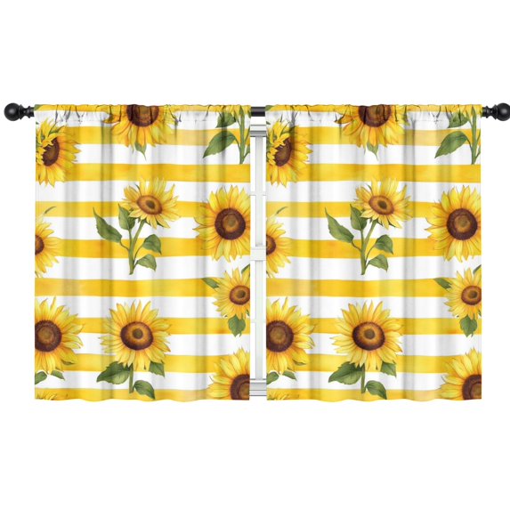 Blackout Kids Curtains,Sunflowers on Yellow Stripes Childrens Insulated Curtains Set Of 2,Bedroom Essentials,Toddler Room Decor 42x54in(106x137cm)