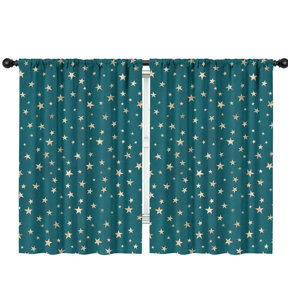 Blackout Kids Curtains,Teal Christmas Star Pattern Childrens Insulated Curtains Set Of 2,Bedroom Essentials,Toddler Room Decor 42"x63"