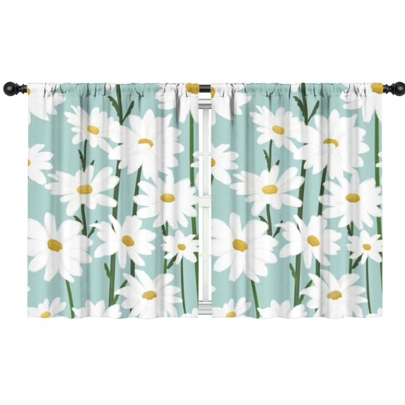 Blackout Kids Curtains,Teal Daisy Flower White Blooms Pattern Childrens Insulated Curtains Set Of 2,Bedroom Essentials,Toddler Room Decor 42"x54"
