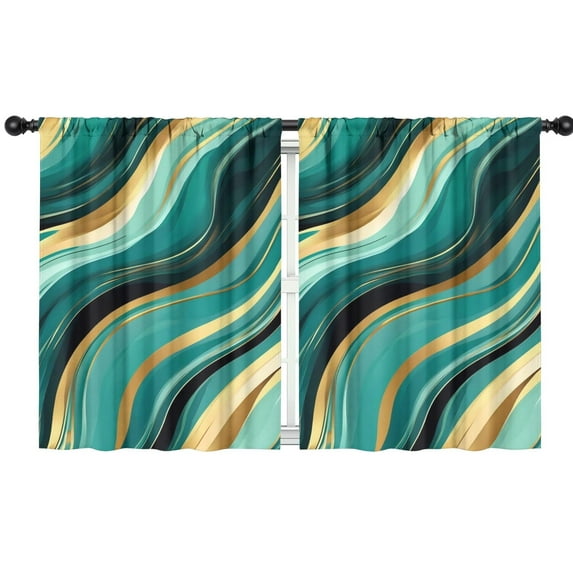 Blackout Kids Curtains,Teal Gold Marble Childrens Insulated Curtains Set Of 2,Bedroom Essentials,Toddler Room Decor 42x54in(106x137cm)