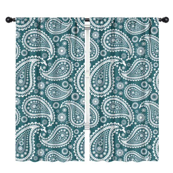 Blackout Kids Curtains,Teal Paisley Pattern Childrens Insulated Curtains Set Of 2,Bedroom Essentials,Toddler Room Decor 42x84in(106x213cm)