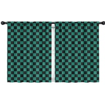 Blackout Kids Curtains,Teal and Black Checkerboard Pattern Childrens Insulated Curtains Set Of 2,Bedroom Essentials,Toddler Room Decor 42"x54"