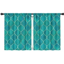 Blackout Kids Curtains,Teal and Gold Geometric Lattice Pattern Childrens Insulated Curtains Set Of 2,Bedroom Essentials,Toddler Room Decor 42"x54"