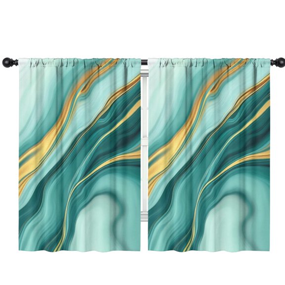 Blackout Kids Curtains,Teal and Gold Marble Flow Lines Pattern Childrens Insulated Curtains Set Of 2,Bedroom Essentials,Toddler Room Decor 42"x63"