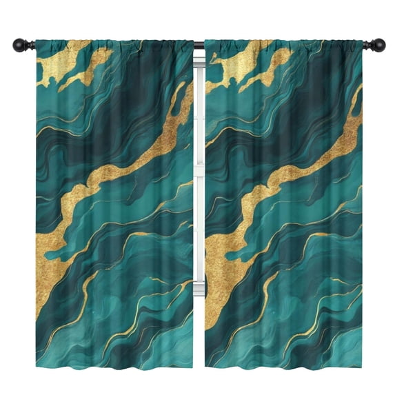 Blackout Kids Curtains,Teal and Gold Marble Glitter Dots Pattern Childrens Insulated Curtains Set Of 2,Bedroom Essentials,Toddler Room Decor 42"x84"