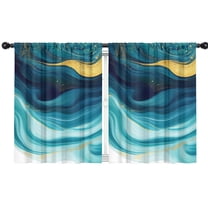 Blackout Kids Curtains,Teal and Gold Marble Ink Swirls Pattern Childrens Insulated Curtains Set Of 2,Bedroom Essentials,Toddler Room Decor 42"x54"