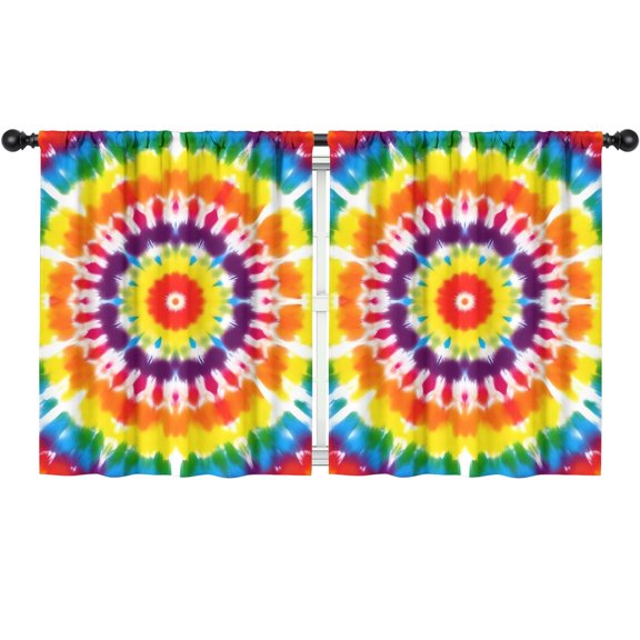 Blackout Kids Curtains,Tie Dye Rainbow Concentric Circles Pattern Childrens Insulated Curtains Set Of 2,Bedroom Essentials,Toddler Room Decor 52"x63"