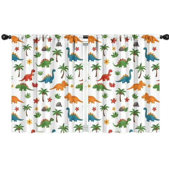 Blackout Kids Curtains,Tropical Dinosaur Pattern Childrens Insulated Curtains Set Of 2,Bedroom Essentials,Toddler Room Decor 42"x54"