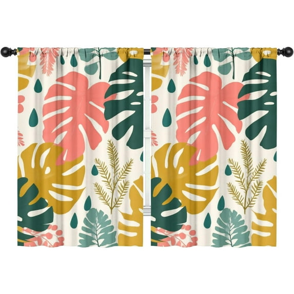 Blackout Kids Curtains,Tropical Leaves Pattern Childrens Insulated Curtains Set Of 2,Bedroom Essentials,Toddler Room Decor 42x63in(106x160cm)
