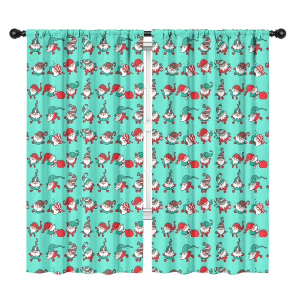 Blackout Kids Curtains,Turquoise Christmas Gnome Pattern Childrens Insulated Curtains Set Of 2,Bedroom Essentials,Toddler Room Decor 42"x84"