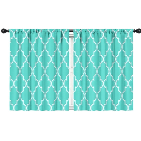 Blackout Kids Curtains,Turquoise Geometric Quatrefoil Pattern Childrens Insulated Curtains Set Of 2,Bedroom Essentials,Toddler Room Decor 42x54in(106x137cm)