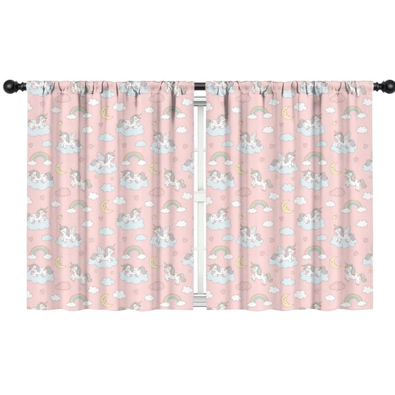 Blackout Kids Curtains,Unicorn and Cloud Pink Pattern Children's Insulated Curtains Set Of 2,Bedroom Essentials,Toddler Room Decor 42"x54"
