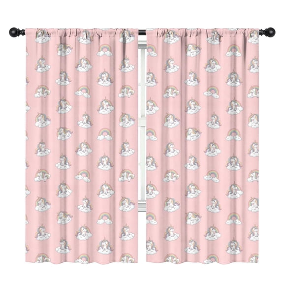 Blackout Kids Curtains,Unicorn and Cloud Pink Pattern Children's Insulated Curtains Set Of 2,Bedroom Essentials,Toddler Room Decor 42"x84"