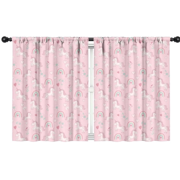 Blackout Kids Curtains,Unicorn and Heart Pink Pattern Children's Insulated Curtains Set Of 2,Bedroom Essentials,Toddler Room Decor 42"x54"