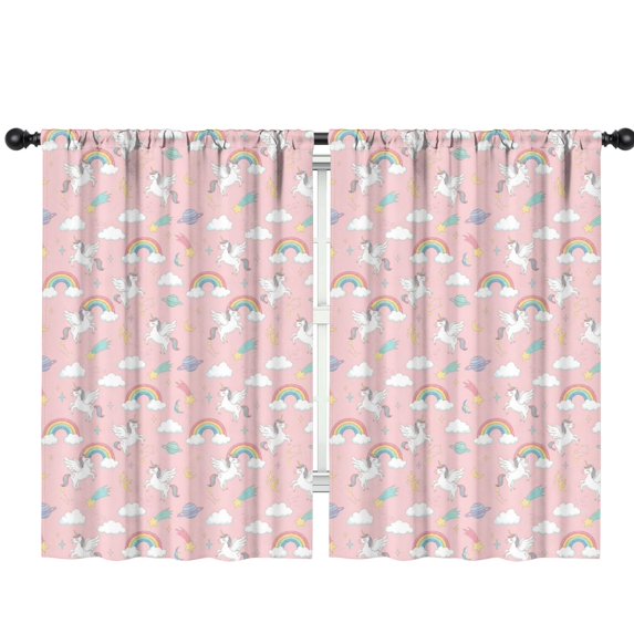 Blackout Kids Curtains,Unicorn and Planet Pink Pattern Children's Insulated Curtains Set Of 2,Bedroom Essentials,Toddler Room Decor 42"x63"