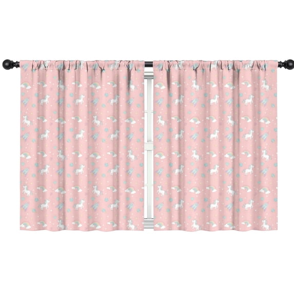 Blackout Kids Curtains,Unicorn and Rocket Pink Pattern Children's Insulated Curtains Set Of 2,Bedroom Essentials,Toddler Room Decor 42"x54"