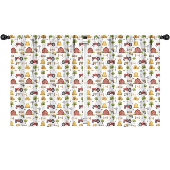 Blackout Kids Curtains,Tractor and Barns White Pattern Children's Insulated Curtains Set Of 2,Bedroom Essentials,Toddler Room Decor 52"x63"