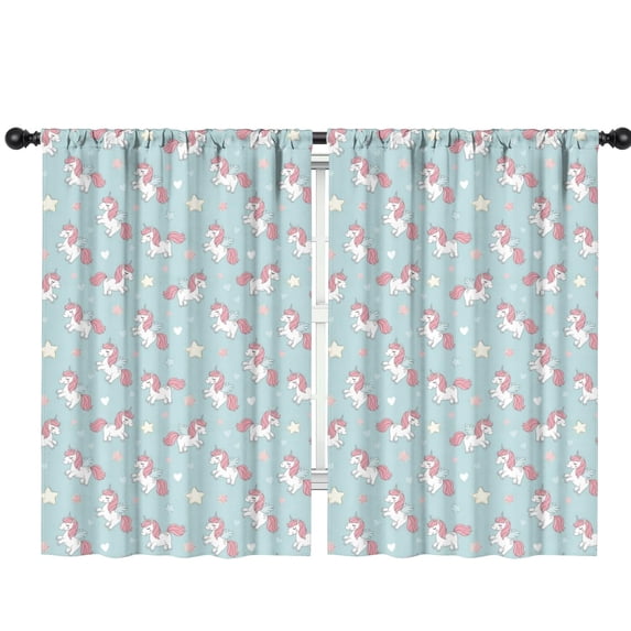 Blackout Kids Curtains,Unicorn and Wing Blue Pattern Children's Insulated Curtains Set Of 2,Bedroom Essentials,Toddler Room Decor 42"x63"