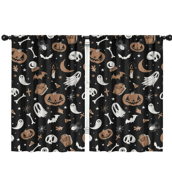 Blackout Kids Curtains,Vintage Halloween Pattern Childrens Insulated Curtains Set Of 2,Bedroom Essentials,Toddler Room Decor 42"x63"